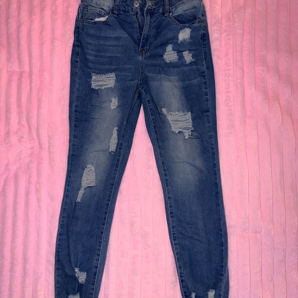 Dark Blue Distressed Women’s Skinny Jeans
